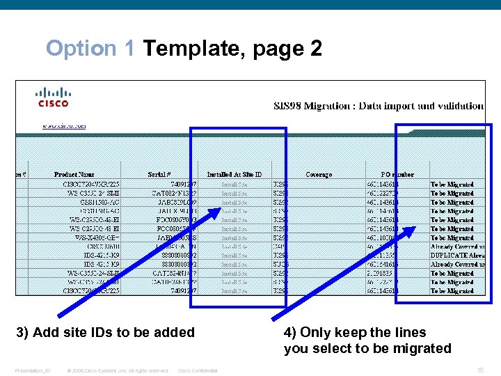 Option 1 Template, page 2 3) Add site IDs to be added Presentation_ID ©