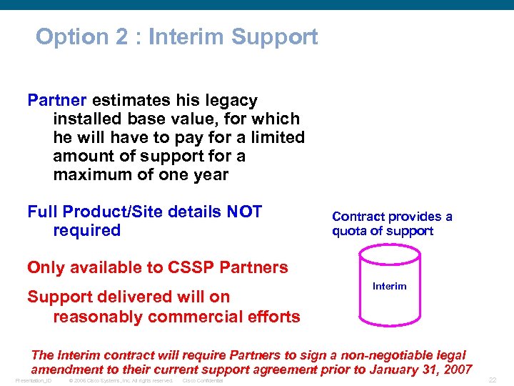 Option 2 : Interim Support Partner estimates his legacy installed base value, for which
