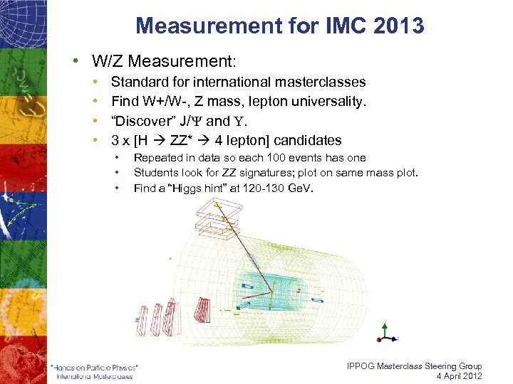 Measurement for IMC 2013 • W/Z Measurement: • • Standard for international masterclasses Find