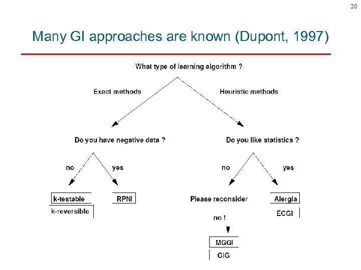 20 Many GI approaches are known (Dupont, 1997) 