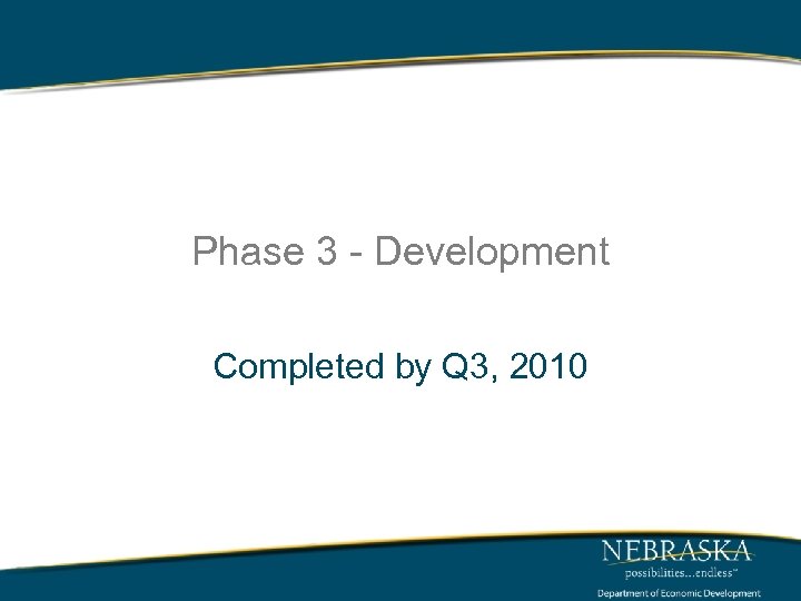 Phase 3 - Development Completed by Q 3, 2010 