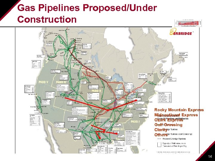 Gas Pipelines Proposed/Under Construction Rocky Mountain Express Midcontinent Express Ozark Express Gulf Grossing Clarity