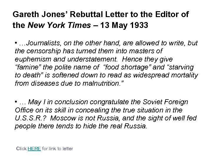 Gareth Jones’ Rebuttal Letter to the Editor of the New York Times – 13