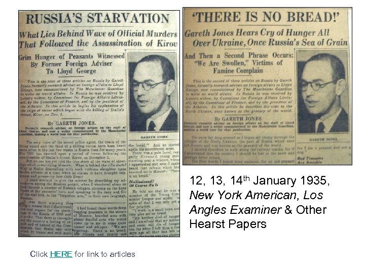 12, 13, 14 th January 1935, New York American, Los Angles Examiner & Other