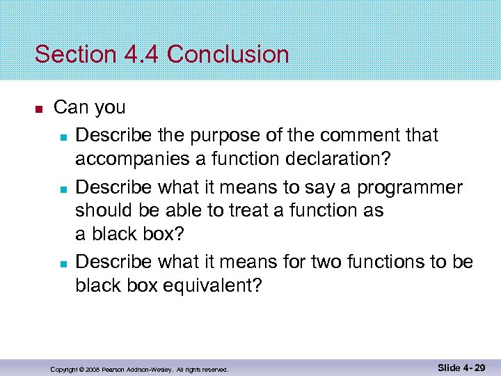 Section 4. 4 Conclusion Can you Describe the purpose of the comment that accompanies