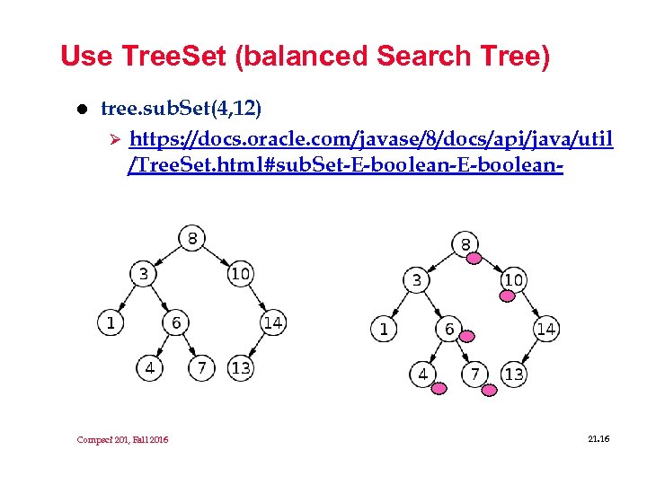 Use Tree. Set (balanced Search Tree) l tree. sub. Set(4, 12) Ø https: //docs.