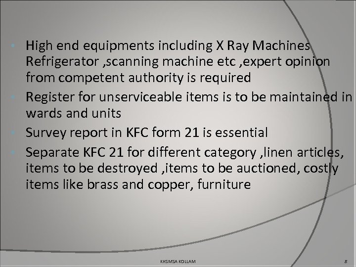 High end equipments including X Ray Machines Refrigerator , scanning machine etc , expert