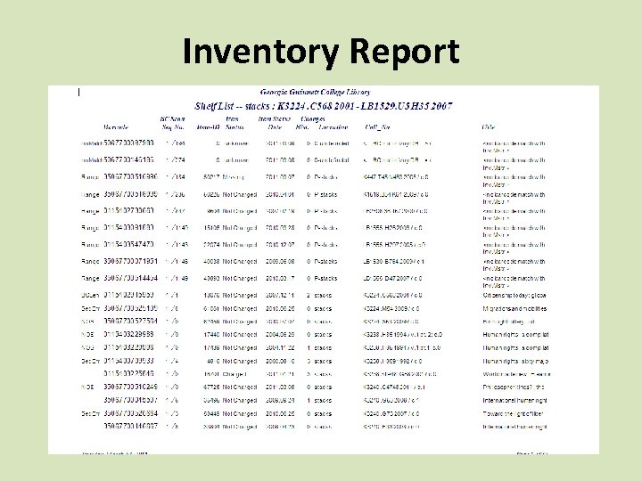 Inventory Report 