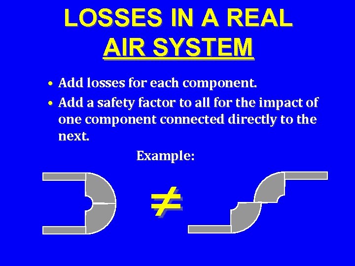 LOSSES IN A REAL AIR SYSTEM • Add losses for each component. • Add