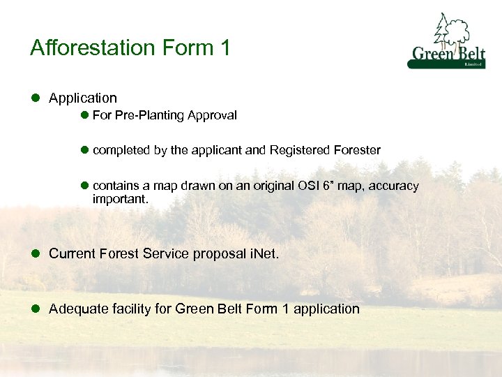 Afforestation Form 1 l Application l For Pre-Planting Approval l completed by the applicant