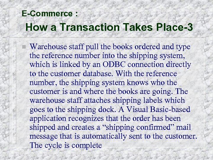 E-Commerce : How a Transaction Takes Place-3 n Warehouse staff pull the books ordered