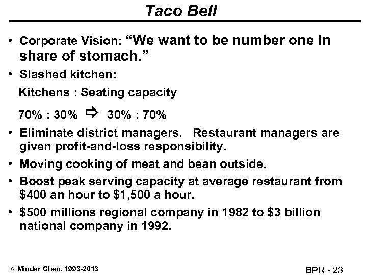 Taco Bell • Corporate Vision: “We want to be number one in share of