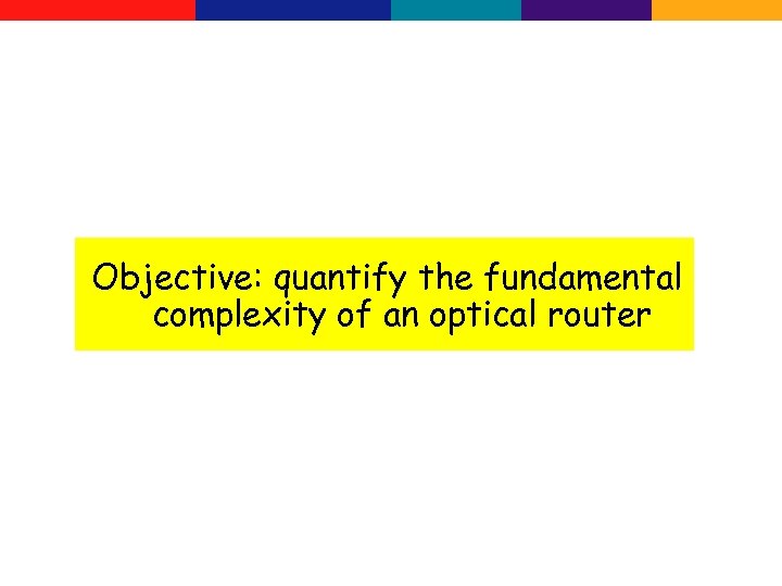 Objective: quantify the fundamental complexity of an optical router 