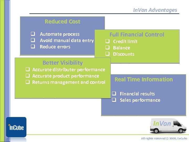 In. Van Advantages Reduced Cost q Automate process q Avoid manual data entry q