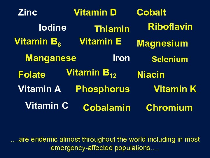 Zinc Vitamin D Riboflavin Thiamin Vitamin E Magnesium Iodine Vitamin B 6 Manganese Folate