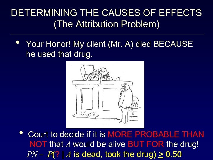 DETERMINING THE CAUSES OF EFFECTS (The Attribution Problem) • • Your Honor! My client