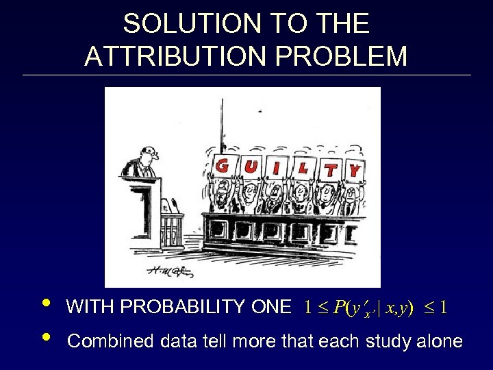 SOLUTION TO THE ATTRIBUTION PROBLEM • • WITH PROBABILITY ONE 1 P(y x |