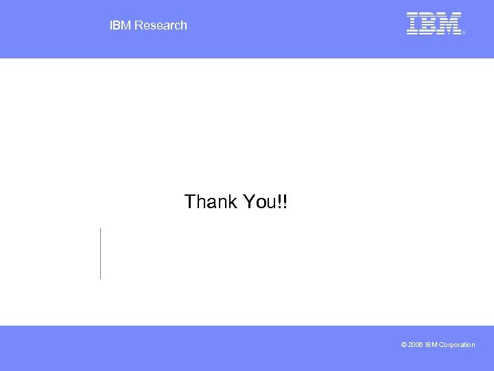 IBM Research Thank You!! © 2006 IBM Corporation 