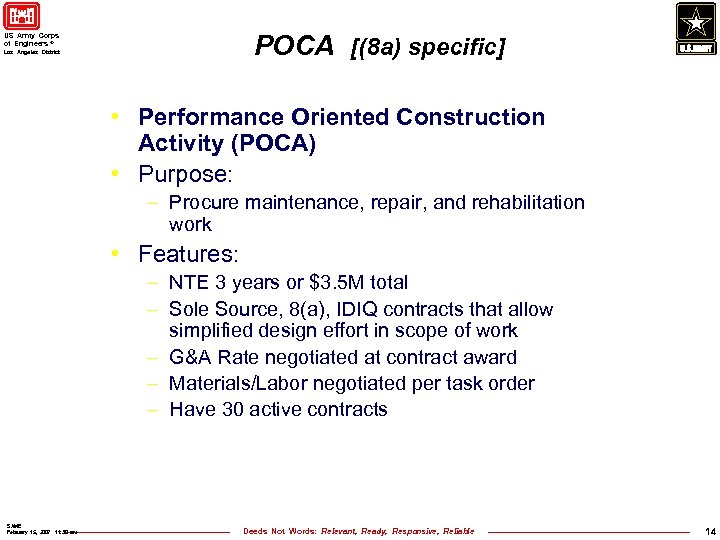 POCA [(8 a) specific] US Army Corps of Engineers ® Los Angeles District •