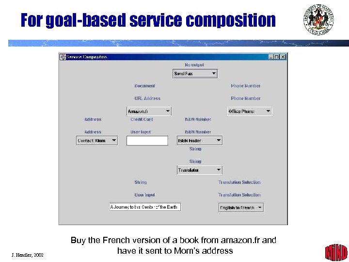 For goal-based service composition J. Hendler, 2002 Buy the French version of a book