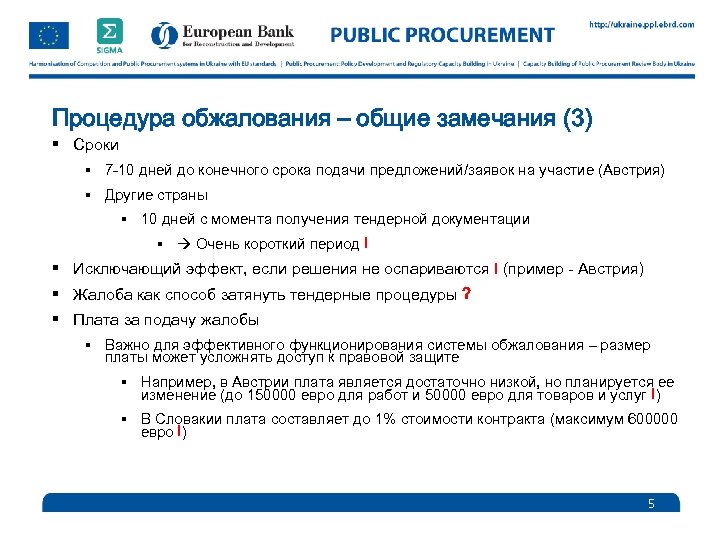 Процедура обжалования – общие замечания (3) § Сроки § 7 -10 дней до конечного