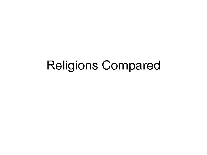 Religions Compared 