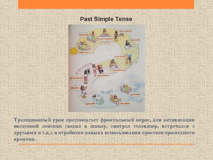 Past Simple Tense Традиционный урок предполагает фронтальный опрос, для активизации введенной лексики (ходил в