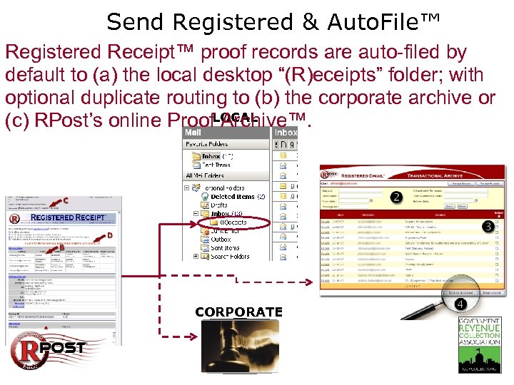 Send Registered & Auto. File™ Registered Receipt™ proof records are auto-filed by default to