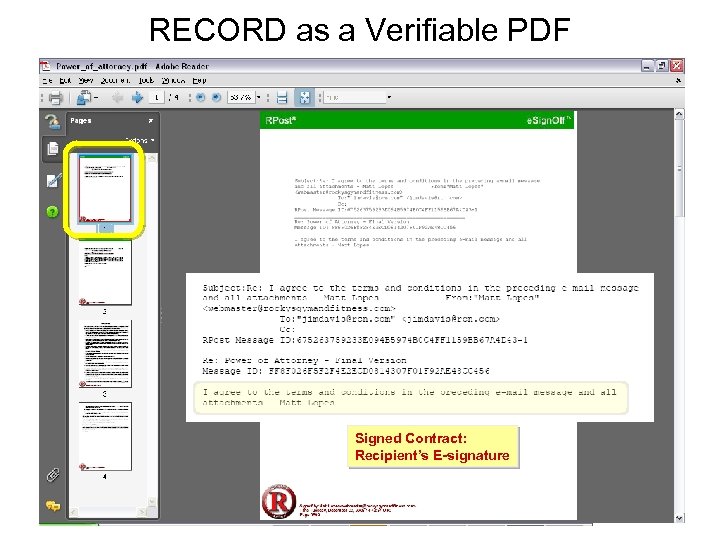 RECORD as a Verifiable PDF Signed Contract: Recipient’s E-signature 