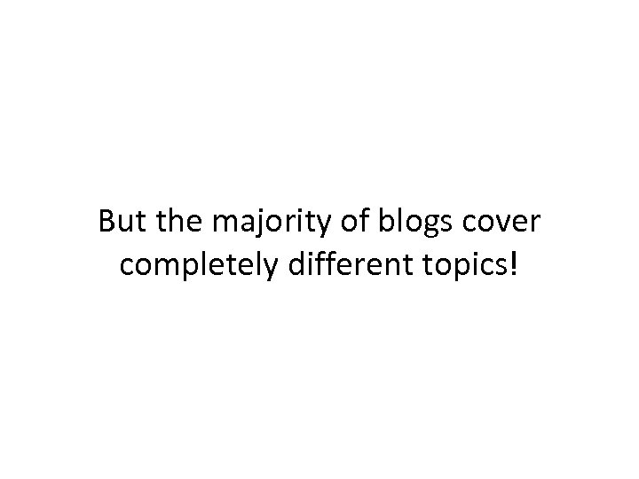 But the majority of blogs cover completely different topics! 