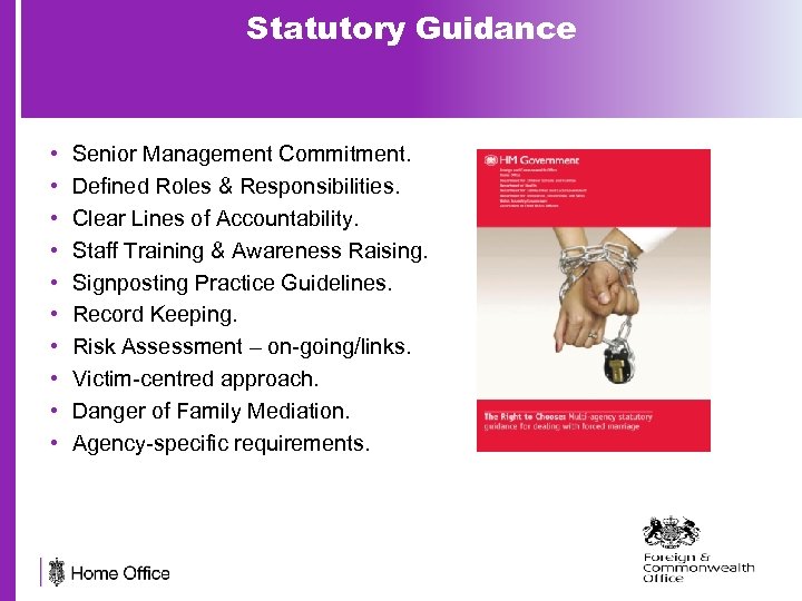 Statutory Guidance • • • Senior Management Commitment. Defined Roles & Responsibilities. Clear Lines