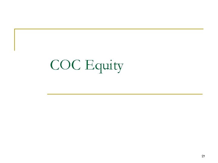 COC Equity 27 