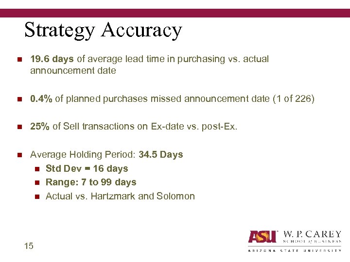 Strategy Accuracy n 19. 6 days of average lead time in purchasing vs. actual