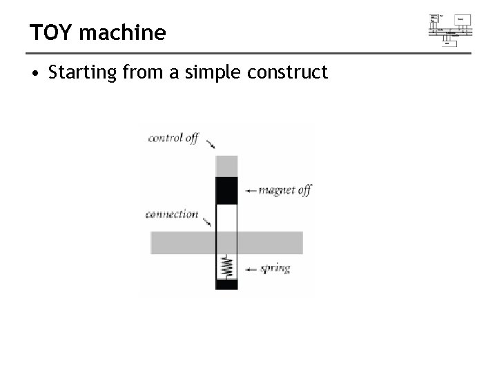 TOY machine • Starting from a simple construct 