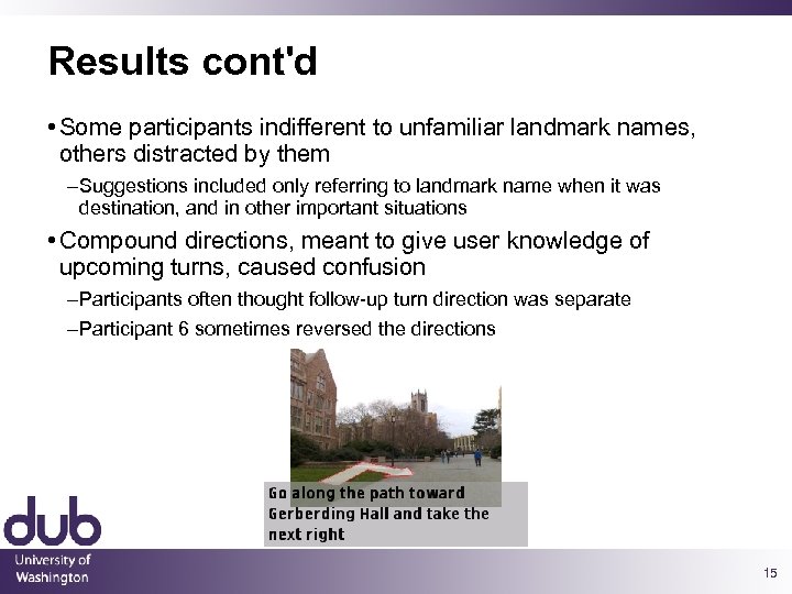 Results cont'd • Some participants indifferent to unfamiliar landmark names, others distracted by them