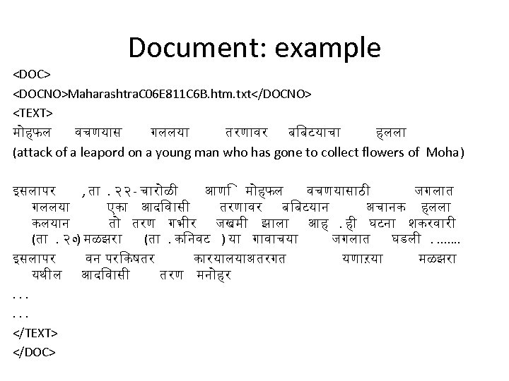 Document: example <DOC> <DOCNO>Maharashtra. C 06 E 811 C 6 B. htm. txt</DOCNO> <TEXT>