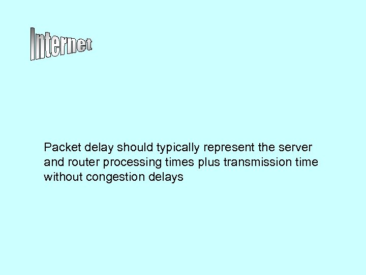 Packet delay should typically represent the server and router processing times plus transmission time