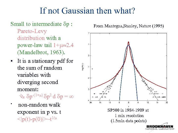 If not Gaussian then what? Small to intermediate p : Pareto-Levy distribution with a