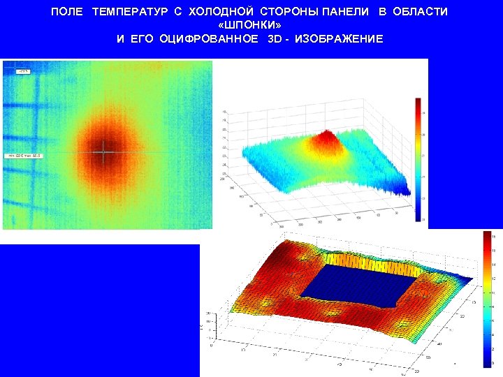ПОЛЕ ТЕМПЕРАТУР С ХОЛОДНОЙ СТОРОНЫ ПАНЕЛИ В ОБЛАСТИ «ШПОНКИ» И ЕГО ОЦИФРОВАННОЕ 3 D