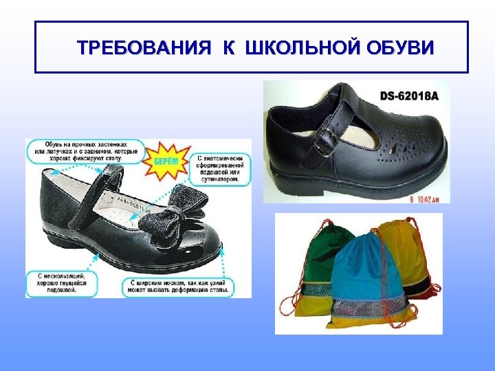 ТРЕБОВАНИЯ К ШКОЛЬНОЙ ОБУВИ 