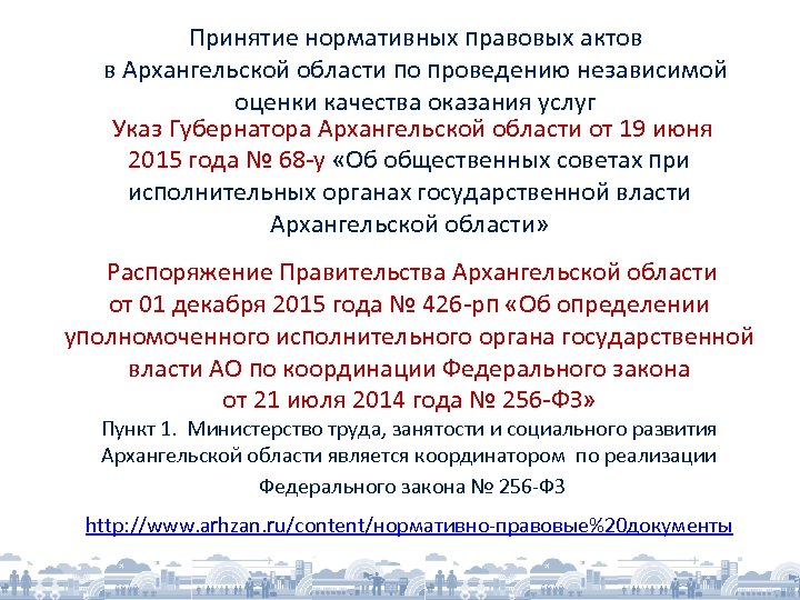 Принятие нормативных правовых актов в Архангельской области по проведению независимой оценки качества оказания услуг
