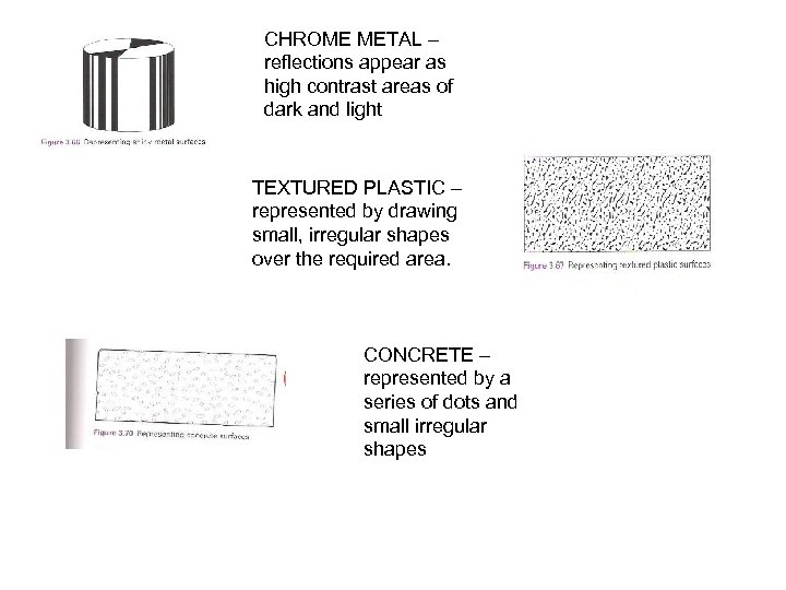 CHROME METAL – reflections appear as high contrast areas of dark and light TEXTURED
