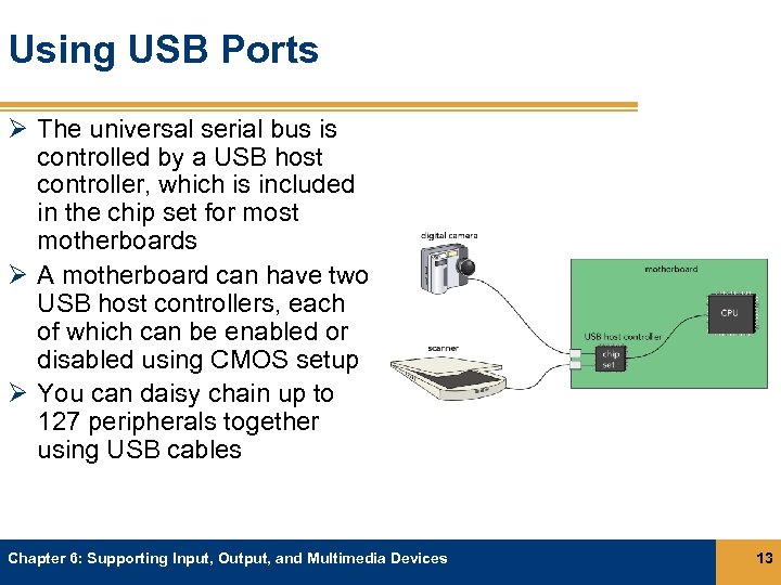 Using USB Ports Ø The universal serial bus is controlled by a USB host