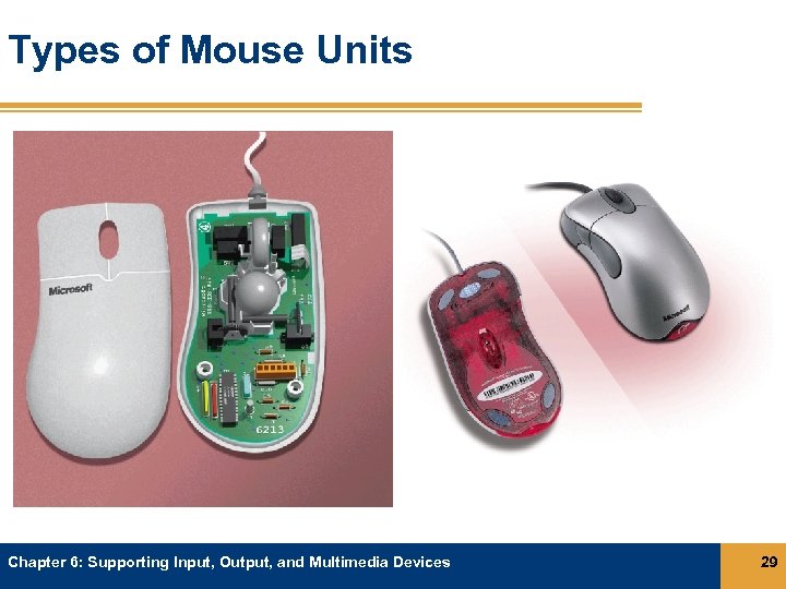 Types of Mouse Units Chapter 6: Supporting Input, Output, and Multimedia Devices 29 