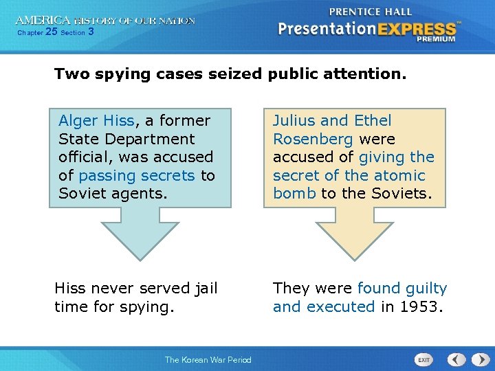 Chapter 25 Section 3 Two spying cases seized public attention. Alger Hiss, a former
