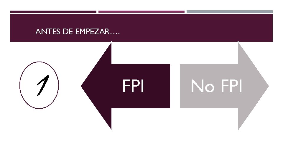 ANTES DE EMPEZAR…. 1 FPI No FPI 