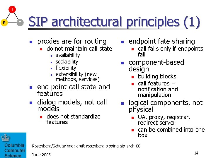 SIP architectural principles (1) n proxies are for routing n do not maintain call