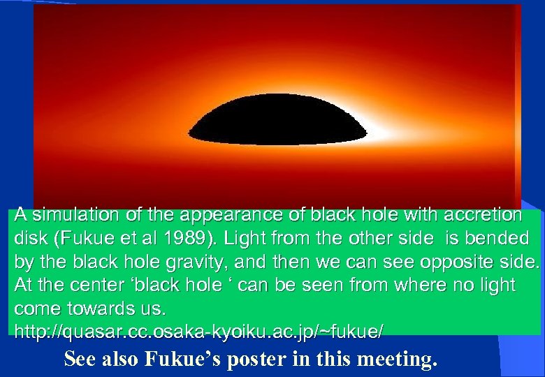 A simulation of the appearance of black hole with accretion disk (Fukue et al