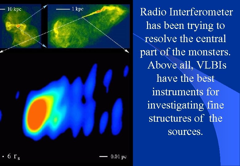 Radio Interferometer has been trying to resolve the central part of the monsters. Above