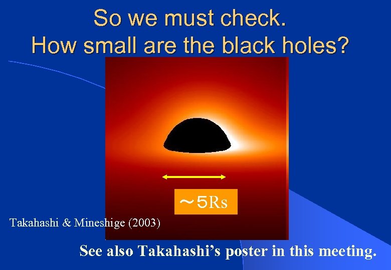 So we must check. How small are the black holes? ～５ Rs Takahashi &